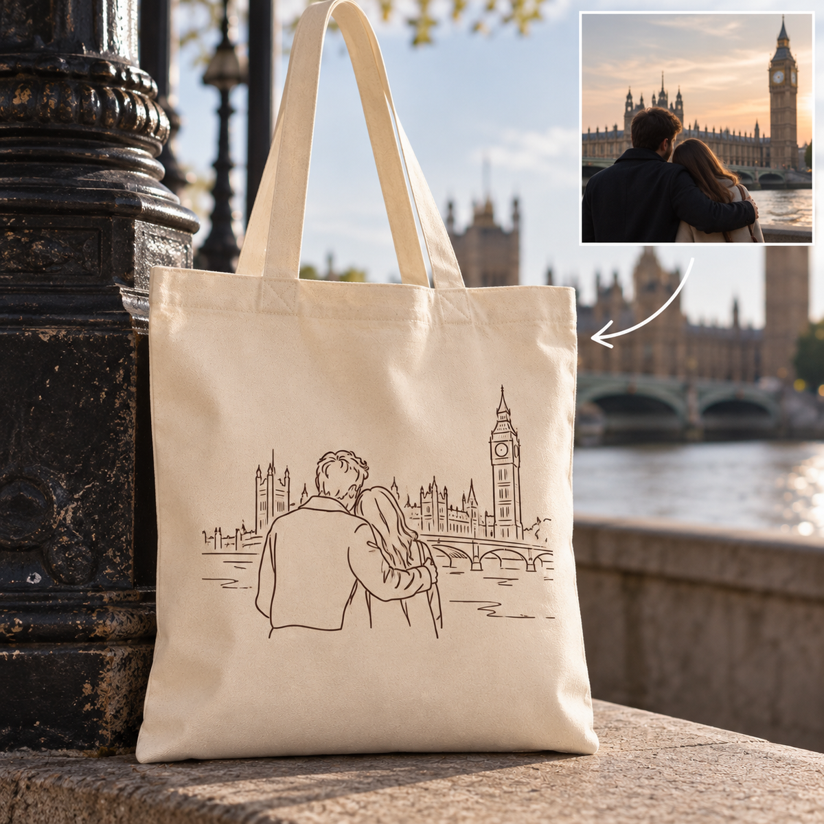 Custom Fine Line Tote Bag